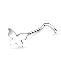 Big Butterfly Silver Curved Nose Stud NSKB-130F